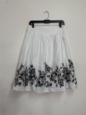 Croft & Borrow A Line pleated skirt floral border cotton skirt